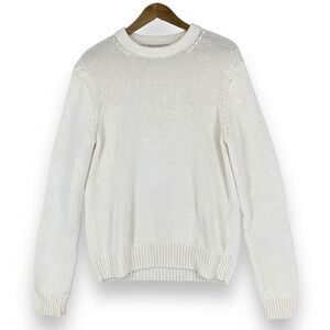 MICHAEL Michael Kors Sweater Womens M Off White Heavy Knit Crew Neck Tight Basic